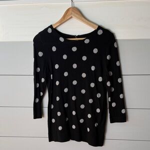 Talbots Black and White Polka Dot Sweater size Medium Petite